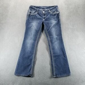 Amethyst Jeans Womens 13 Tall Blue Bootcut Low Rise Embroidered Stretch Denim